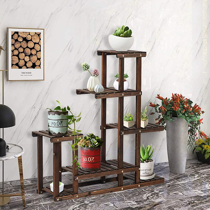 Arlmont & Co. Indoor Plant Stand Wooden Large Multi Tiered Flower